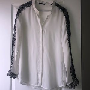 Kooples white lace shirt xs